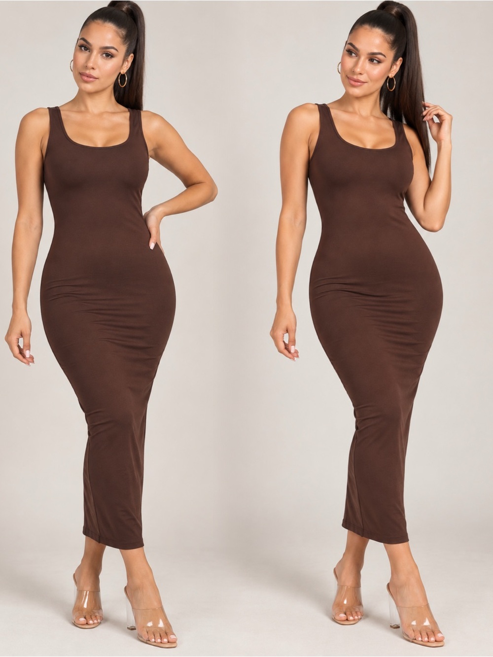 Solid maxi dress stretchy